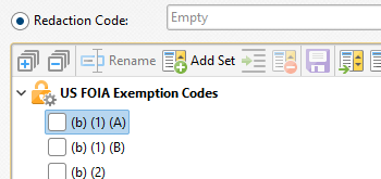 Redaction Code Sets