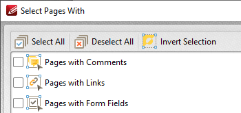 Select Pages Options for Thumbnails
