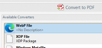 Open and Convert WebP Format Images to PDF