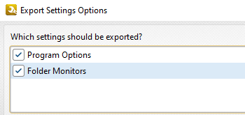 Folder Monitors for Settings Options