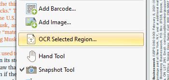 OCR Selected Region