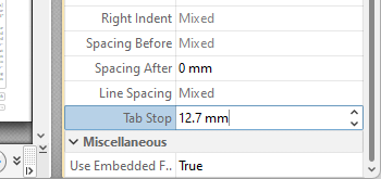 'Tab Stop' Property for Text