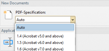 Determine the PDF Specification of New Documents